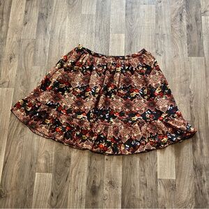 Poppy Lux Red Black Floral Geometric Skater Skirt Size 4